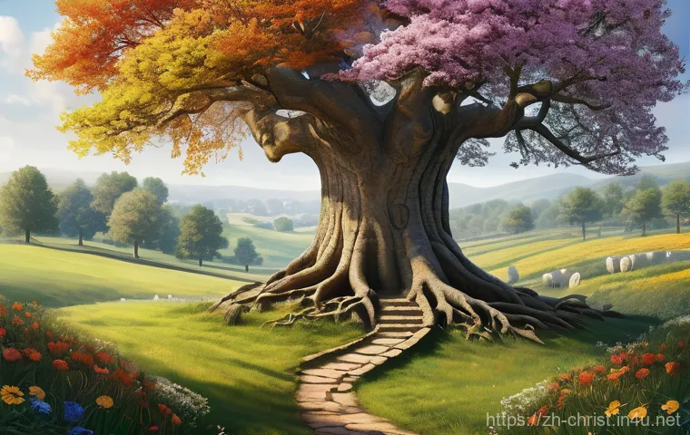 기독교 교단별 특징 - **Prompt:** A visually rich and symbolic illustration of the diverse paths within Christianity. In t...