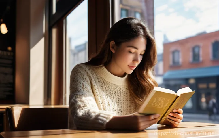 기독교와 경건 서적 - **Prompt 1: Serene Reading in a Modern World**
    "A young woman in her early thirties, with long, ...