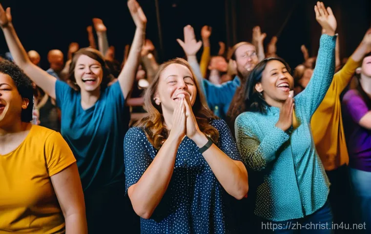 기독교의 은사주의 - **Prompt 1: Dynamic Charismatic Worship Service**
    A vibrant and energetic scene inside a modern,...