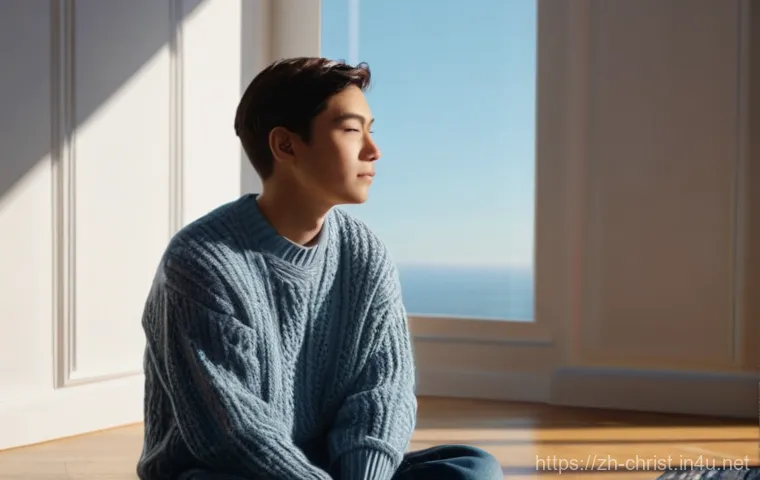 기독교와 갈등 해결 - **Prompt:** A person (gender-neutral, 20-30s, wearing a modest, comfortable sweater and jeans) sitti...