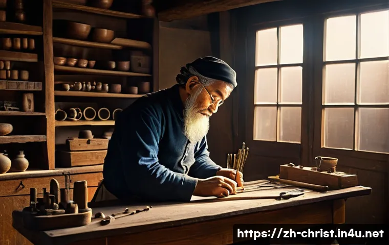 기독교와 자본주의 - **Prompt:** A detailed scene depicting a 17th-century European artisan, possibly a watchmaker or a p...