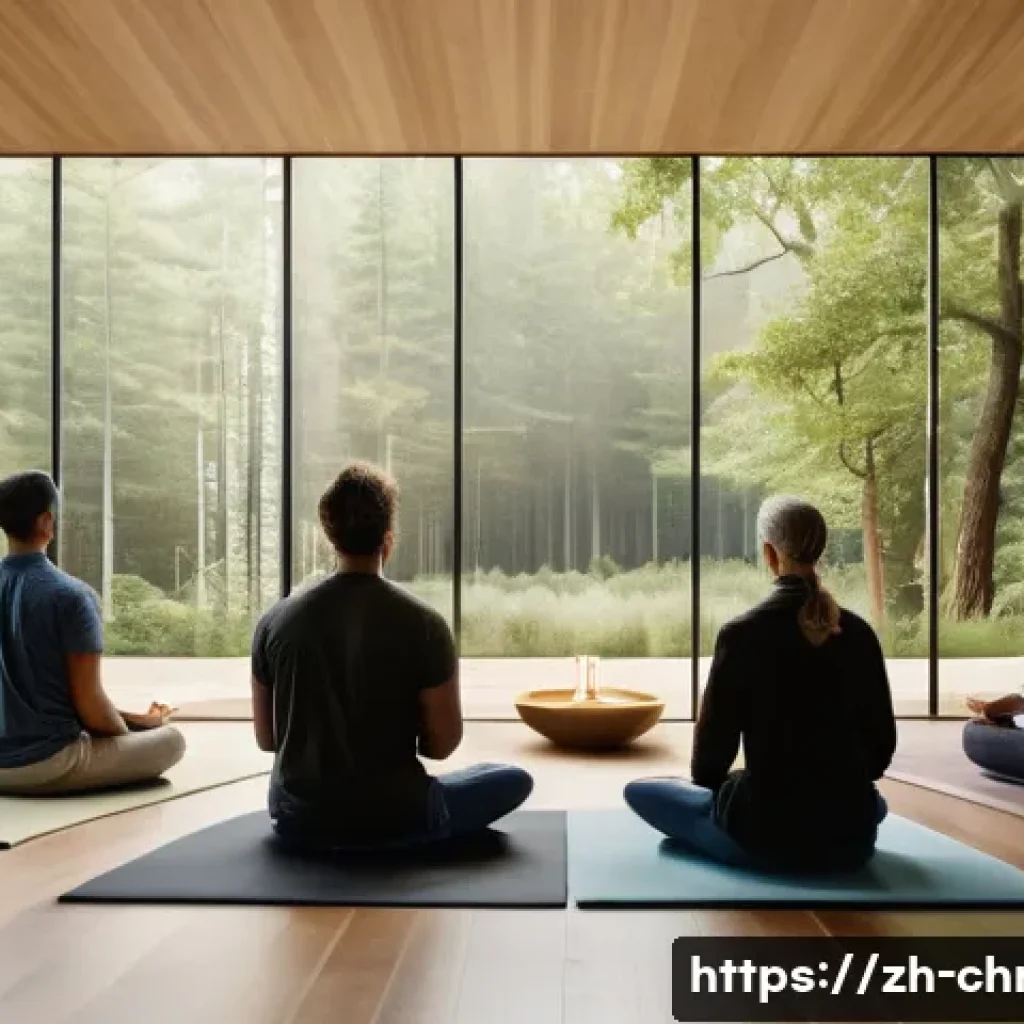 기독교와 심리학적 접근 - A serene scene depicting a peaceful meditation room with soft natural light filtering through large ...