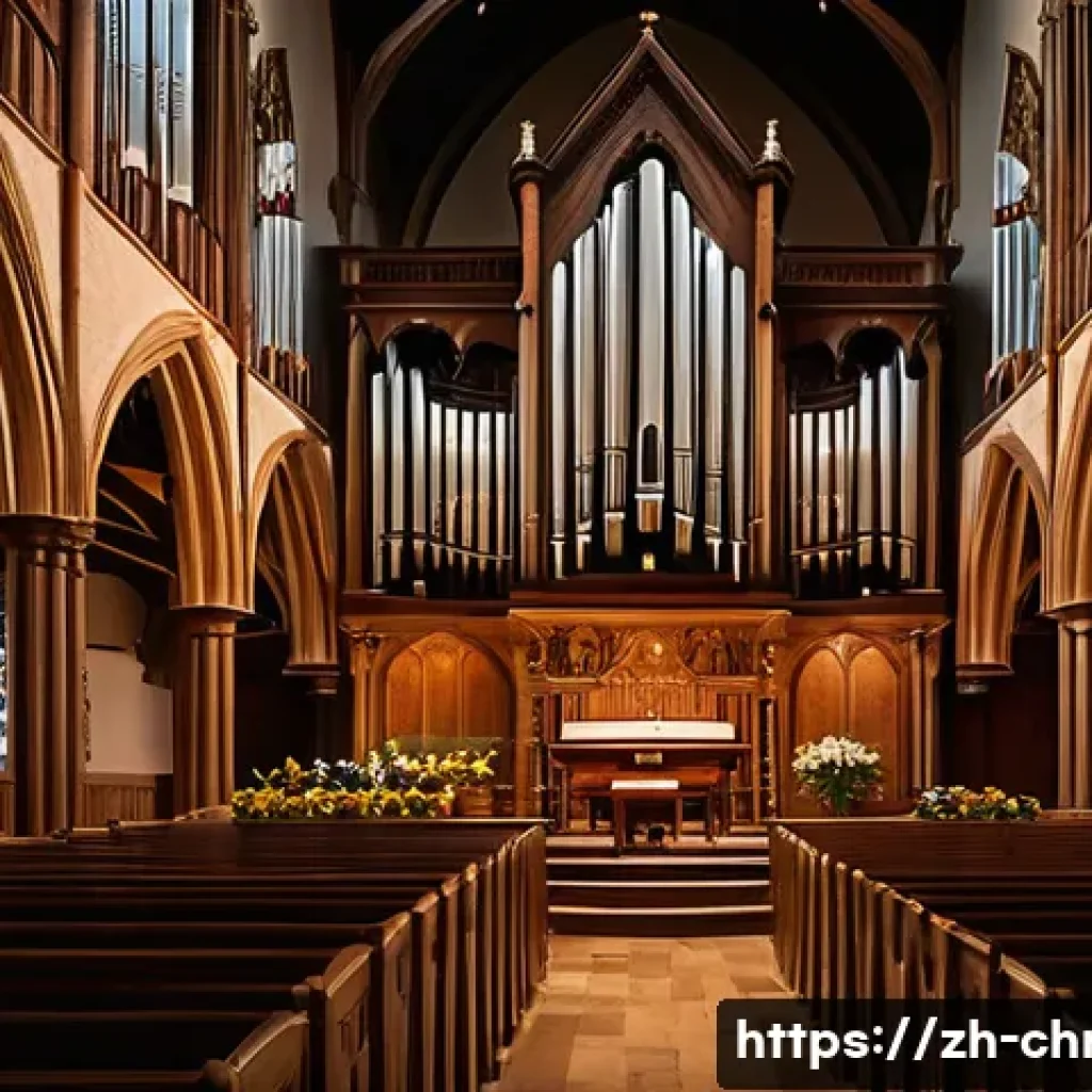 기독교의 찬양 예배 - A grand traditional church interior filled with a choir of elderly singers dressed modestly in robes...