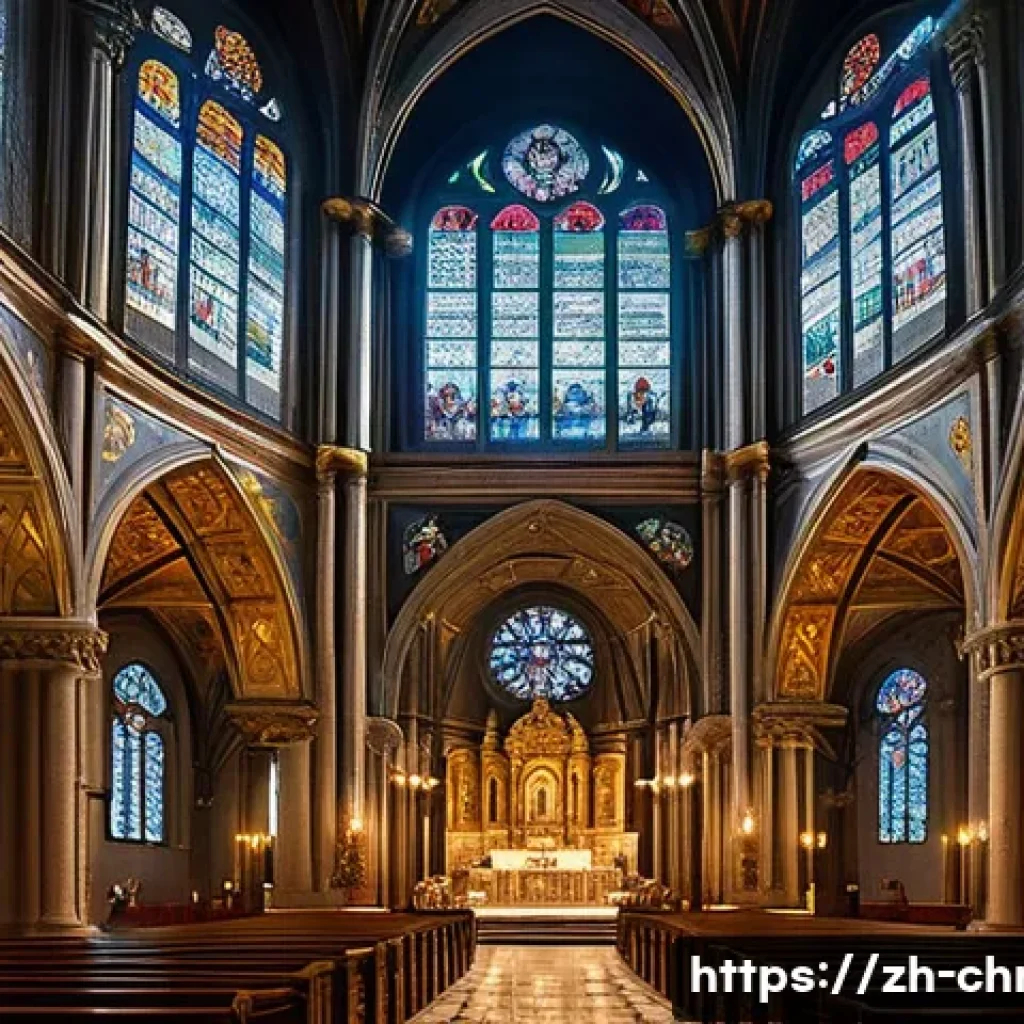 기독교와 르네상스 - A Renaissance-era cathedral interior showcasing a harmonious blend of classical architectural elemen...