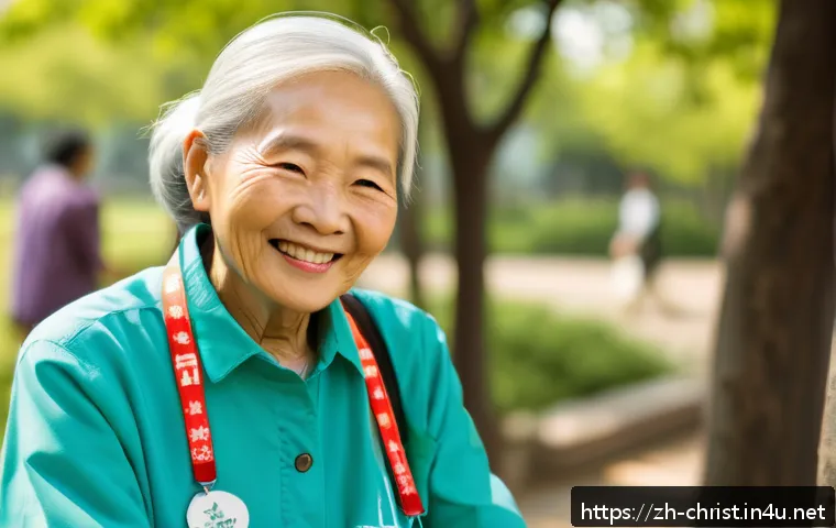 기독교와 재능 기부 - A compassionate community volunteer in casual professional attire, smiling warmly while helping elde...