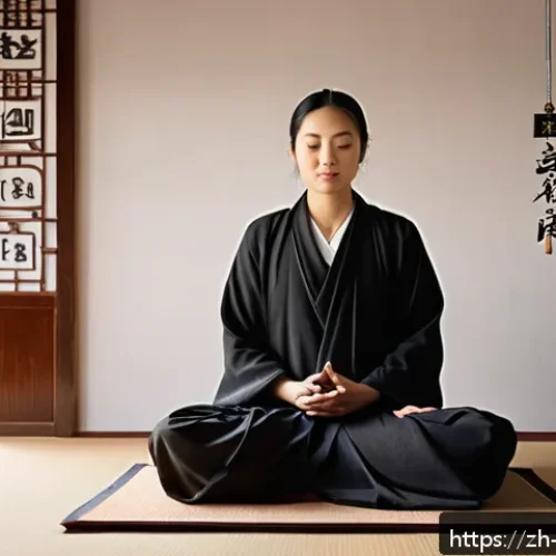 기독교와 불교의 만남 - A serene scene depicting a peaceful interfaith meditation space blending Christian and Buddhist elem...